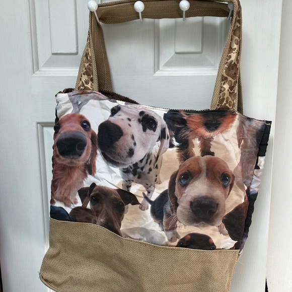 Unique DOG-LOVER carryall. 17”x15” PuppyDog Print /many breeds. Pawprint strap. - Picture 3 of 4